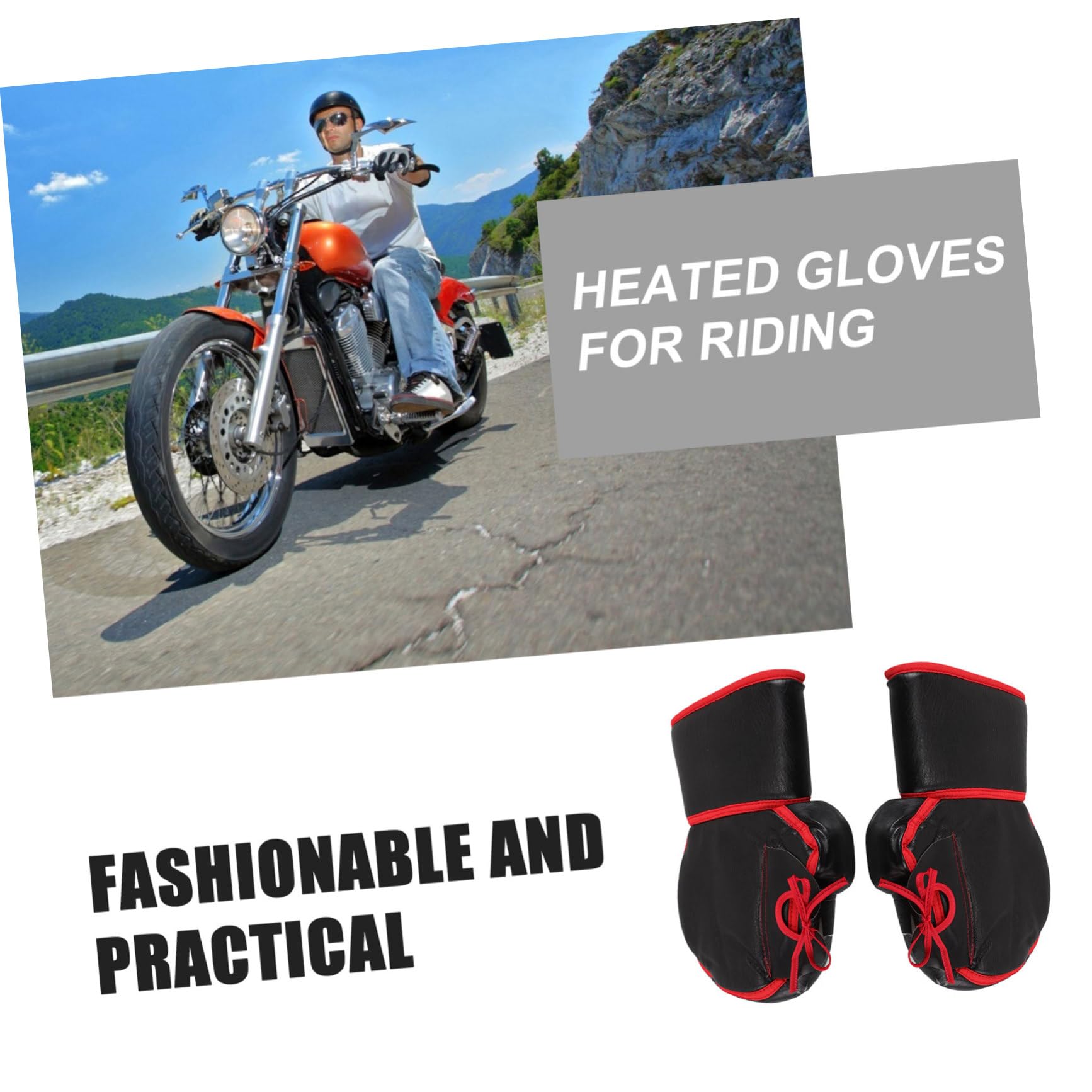 1 Par de Fundas para Puños de Motocicleta de Pu Negro
