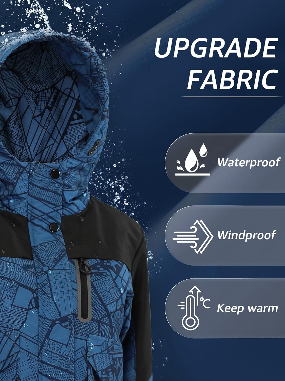 Boys Softshell Jacket with Magic Sleeve Patches Adjustable Hood Cuffs for Skiing Ages 6-16Y - Image 2