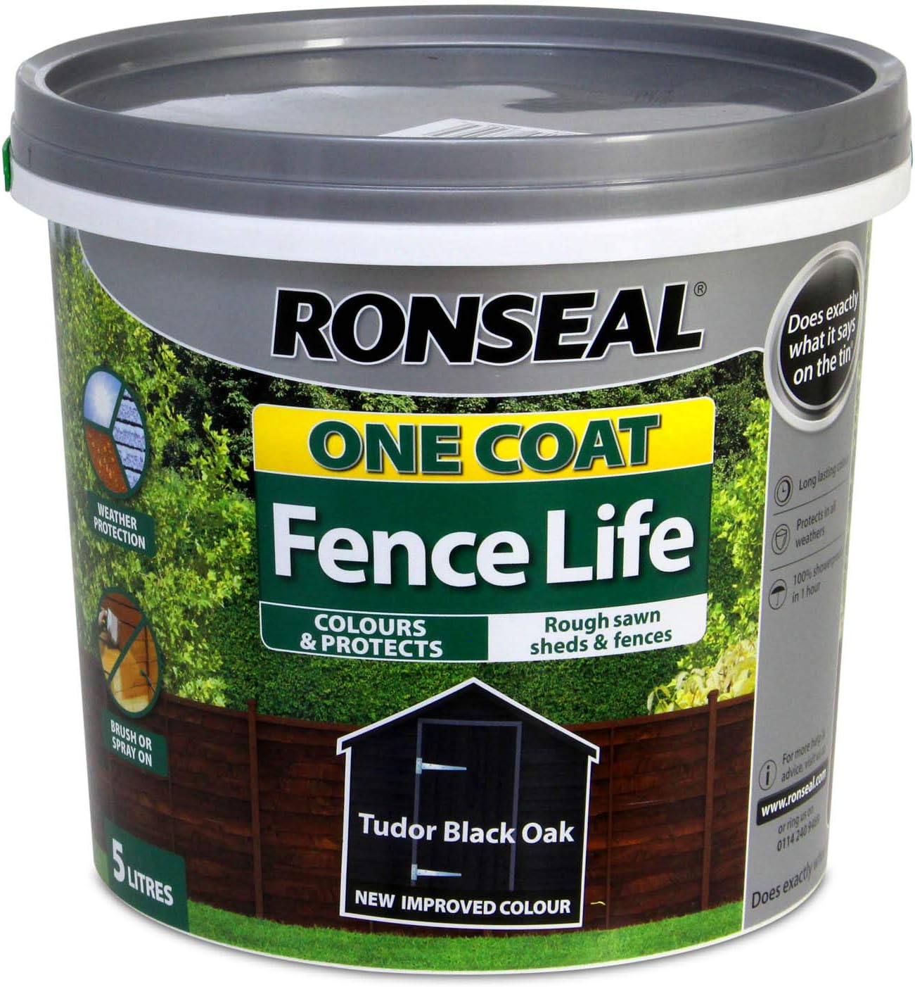 Ronseal Rslocfltbo5l One Coat Fence Life Tudor Black 5 Litre Amazon Co Uk Diy Tools