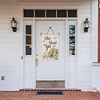 Vista 6 de INNORU Bandera de jardín con texto en inglés "She Said Yes", letrero de jardín para fiesta de boda, novia para ser, fiesta de despedida de soltera