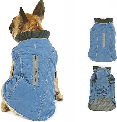 Morezi Abrigo para perro con borde reflectante, chaqueta de invierno para perro, resistente al agua, traje cálido para cachorros con orificio para