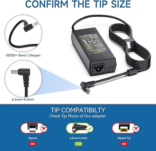 Miniatura 3 de Cable de alimentación adaptador de 19.5 V compatible con Sony Bravia TV Series y más cables de alimentación (0.256 in x 0.173 in)