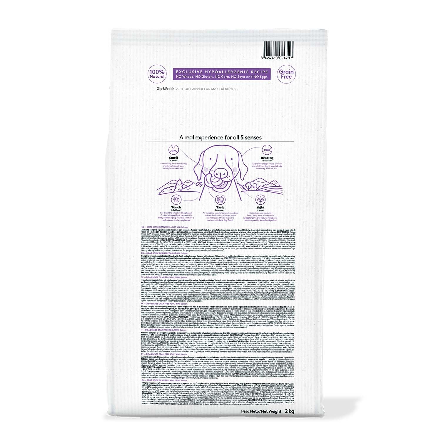 Dibaq Sense Grain Free Salmón Mini, 2 kg | Alimento para perros