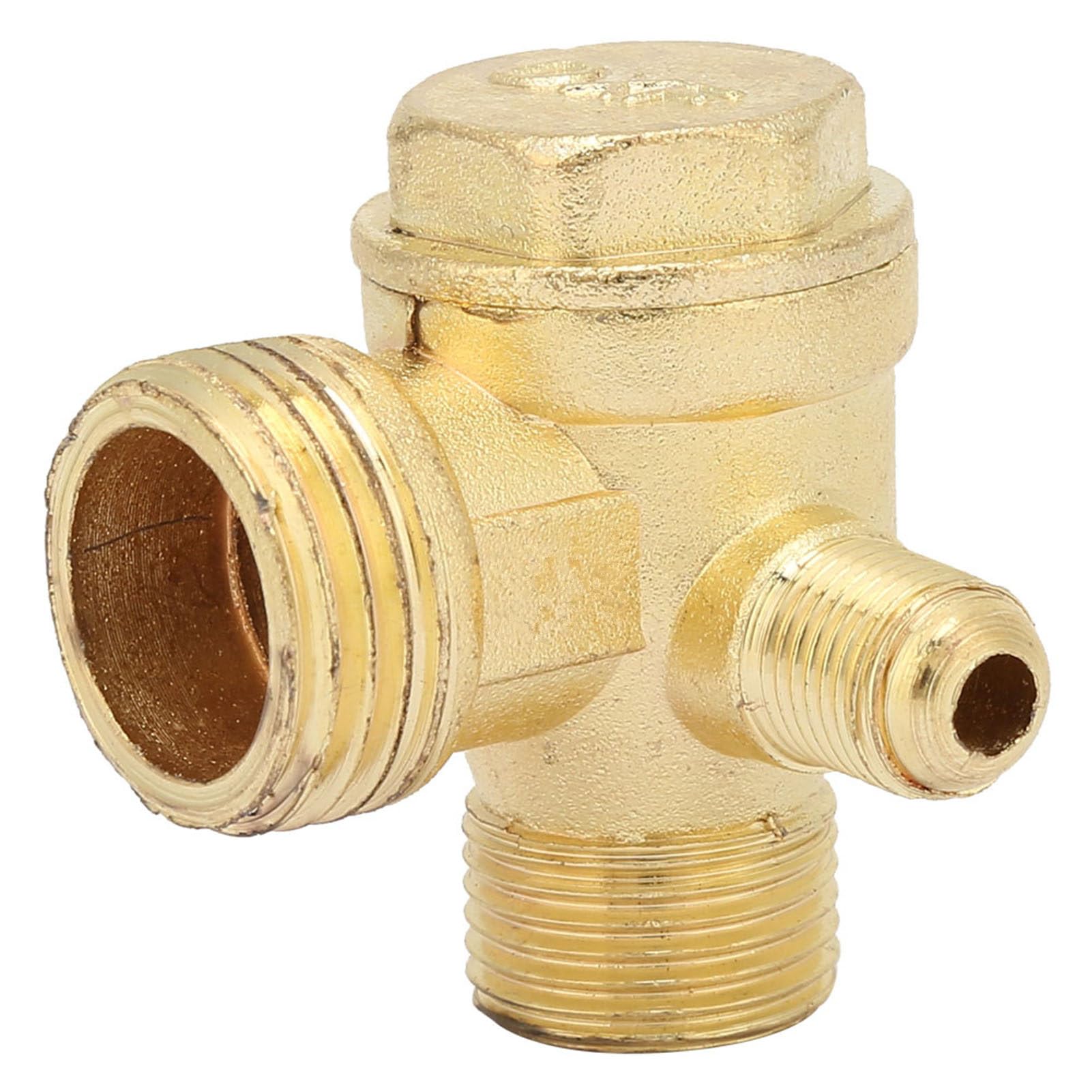 Buachois Men's 3-Port Brass Threaded Air Compressor Check Valve Non-Return Thread 3-Way Spare Parts Tube Connector Tool Central Pneumatic
