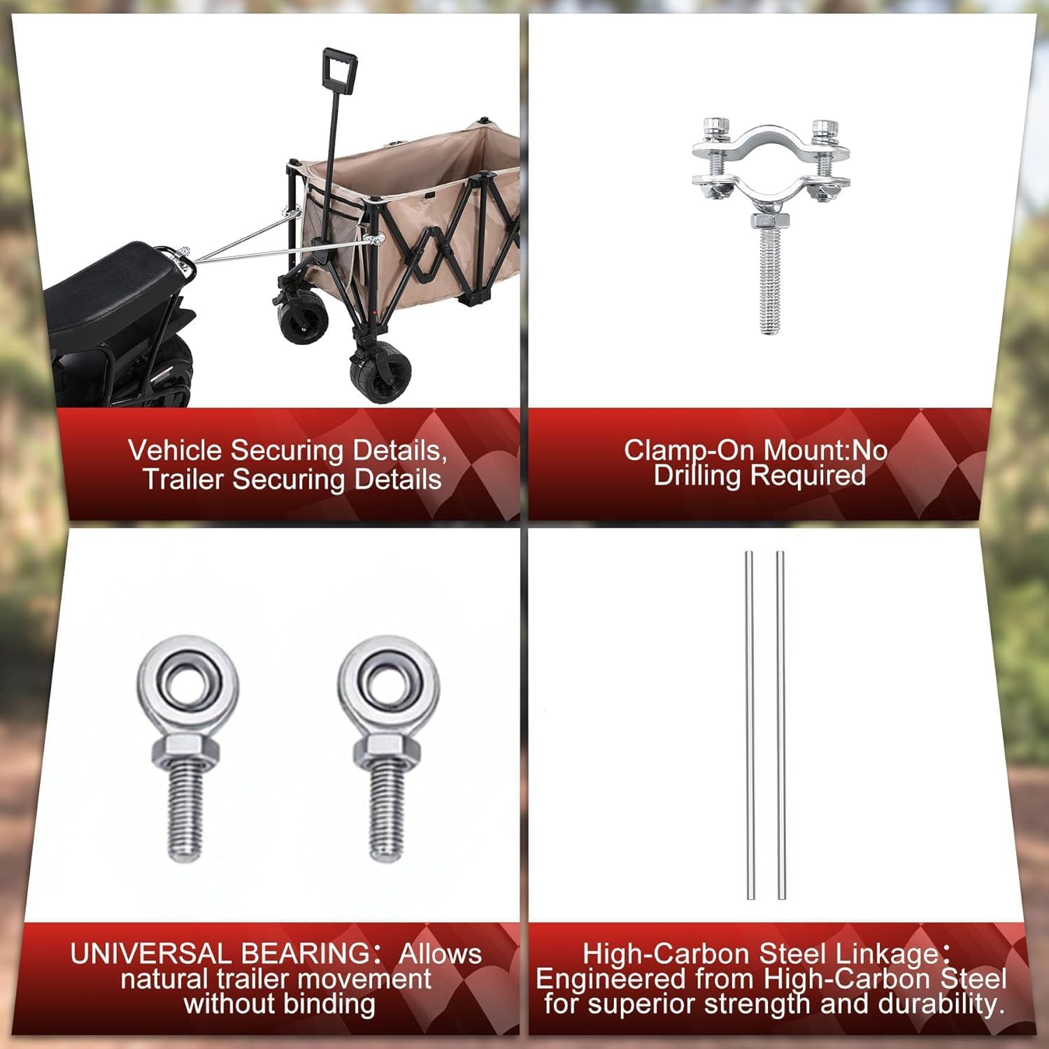 Oryxearth Universal Mini Bike Trailer Hitch Tow Bar, Wagon Pull Rod for Camping Garden Cleanup,Compatible with FRP GMB100, Coleman B100, Monster (Mega) Moto MM-B80 MM-B105, XtremepowerUS 99cc
