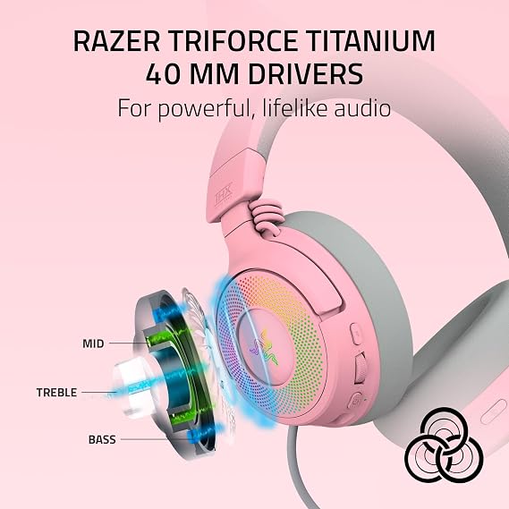 Razer Kraken Kitty V3 Pro Wireless RGB Gaming Headset, Pink