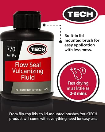 TECH Flow-Seal Tire Repair Cement, Fast-Drying Vulcanizing Fluid, 7oz