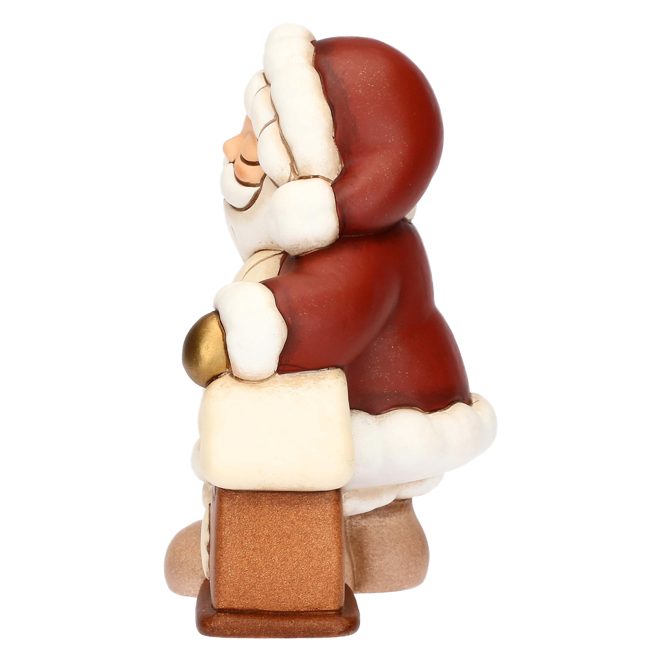 THUN - Babbo Natale con cassetta delle lettere in ceramica, medio -Thunland -7x6,5x9,5 cm