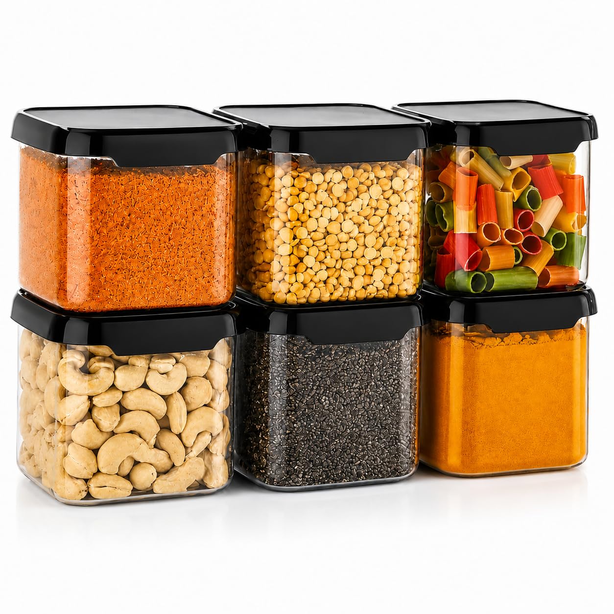 500ml Kitchen Storage Containers Set of 6 | Airtight Plastic Storage Jars for Kitchen | BPA Free Multipurpose Containers for Spices, Dry Fruits, Pulses, Snacks & Pantry Organization-image-10