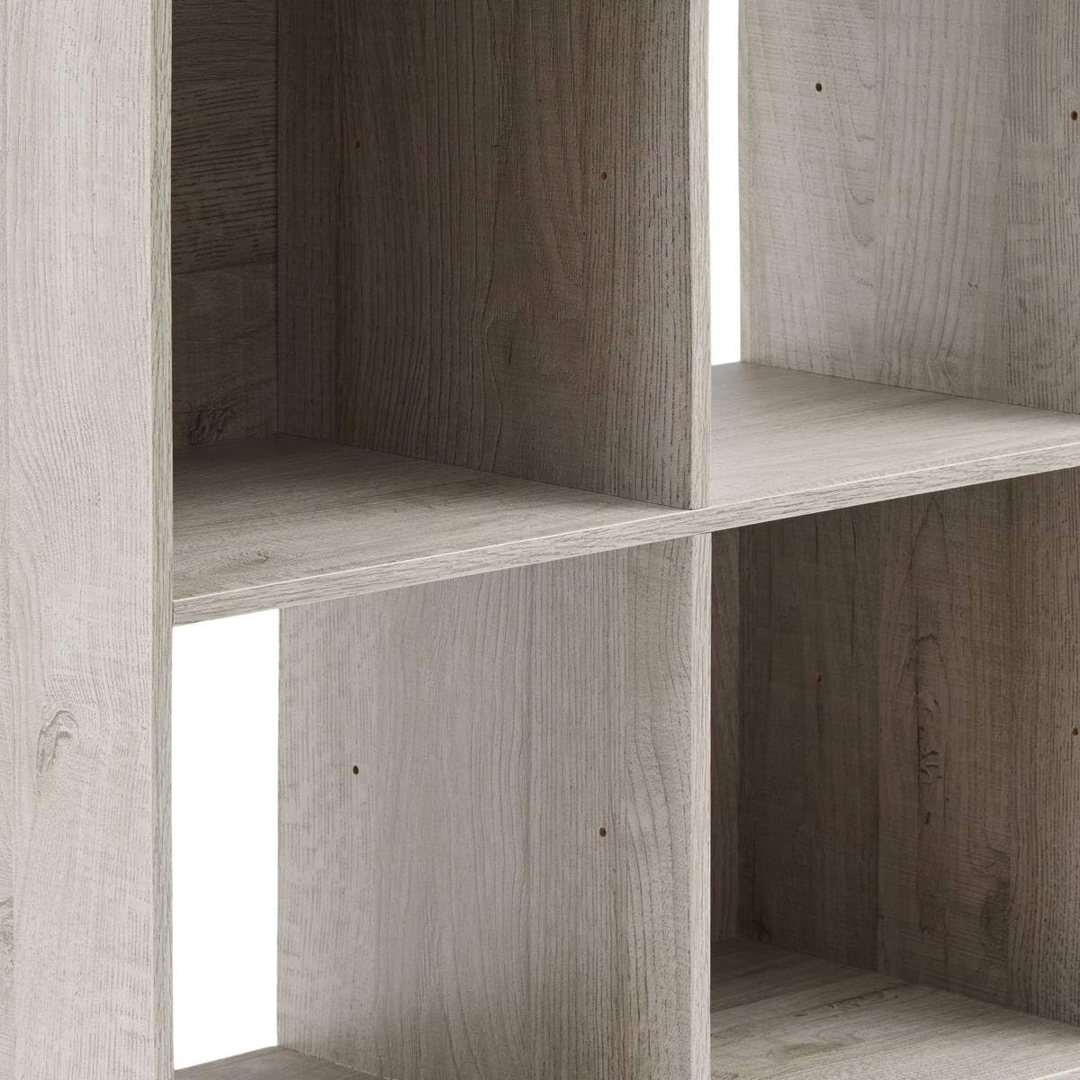 Five - Meuble Etagère de Rangement en Bois Gris 8 Cases Mix n' modul