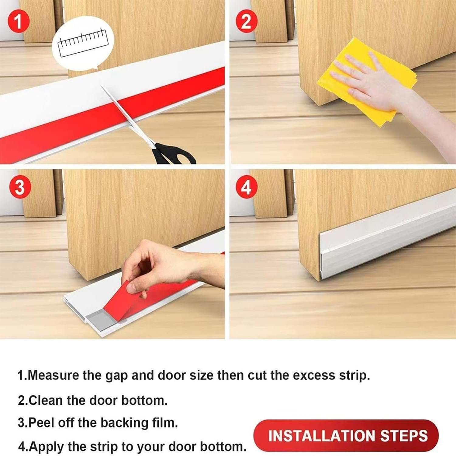 YIZHONG 20 FT Door Draft Stopper Weather Stripping Door Seal Strip for Frame Door Stoppers for Bottom of Door Sweep for Bottom Under Door Gap Filler Silicone Guard Good Various Doors Windows | Door Seal Strip, Bottom of Door Sweep, Gap Filler, Silicone Guard, For Doors & Windows