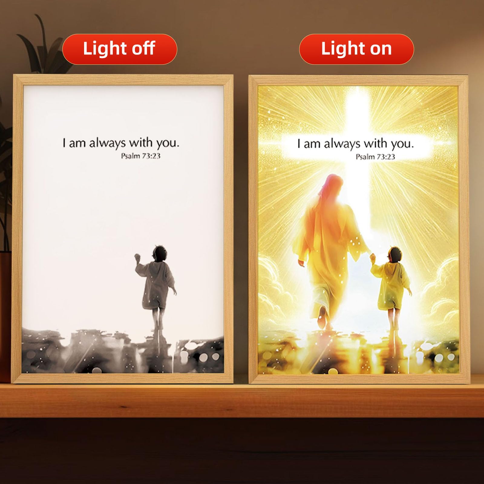4D LED Jesus Night Light, LED Jesus Photo Frame Lamp, Illuminated Plug-in Lamp, 17x22x4.6 cm, for Bedroom Living Room - Image 2