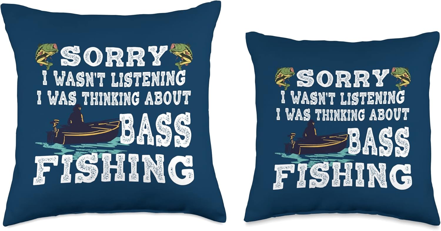 Fisherman Humor Gifts Funny Quote Large Mouth Bass Fishing Throw Pillow