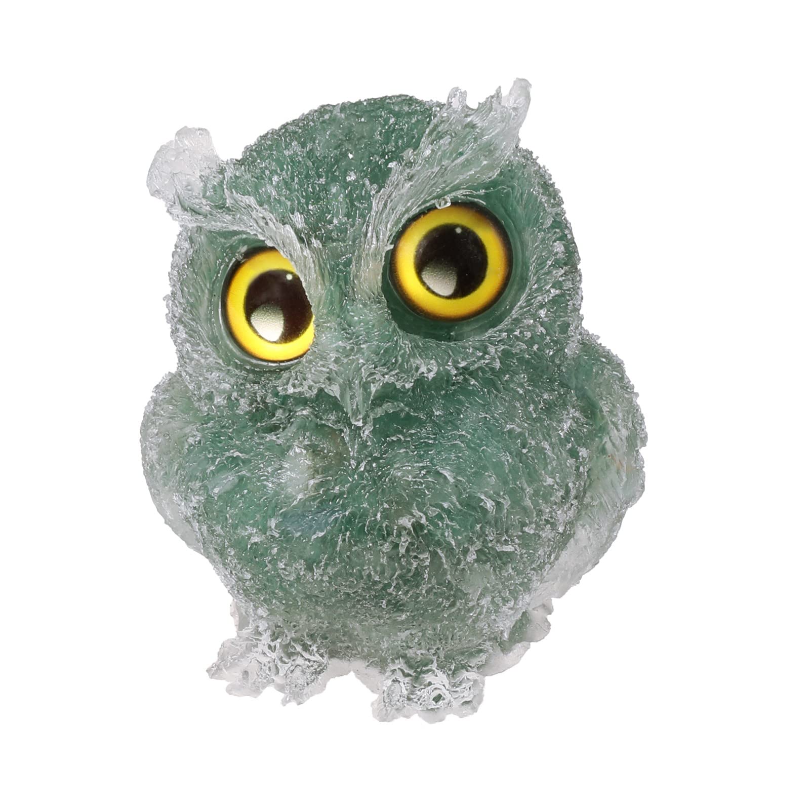 Hibou en aventurine verte pour harmoniser votre bureau | Sculpture minérale mookaitedecor