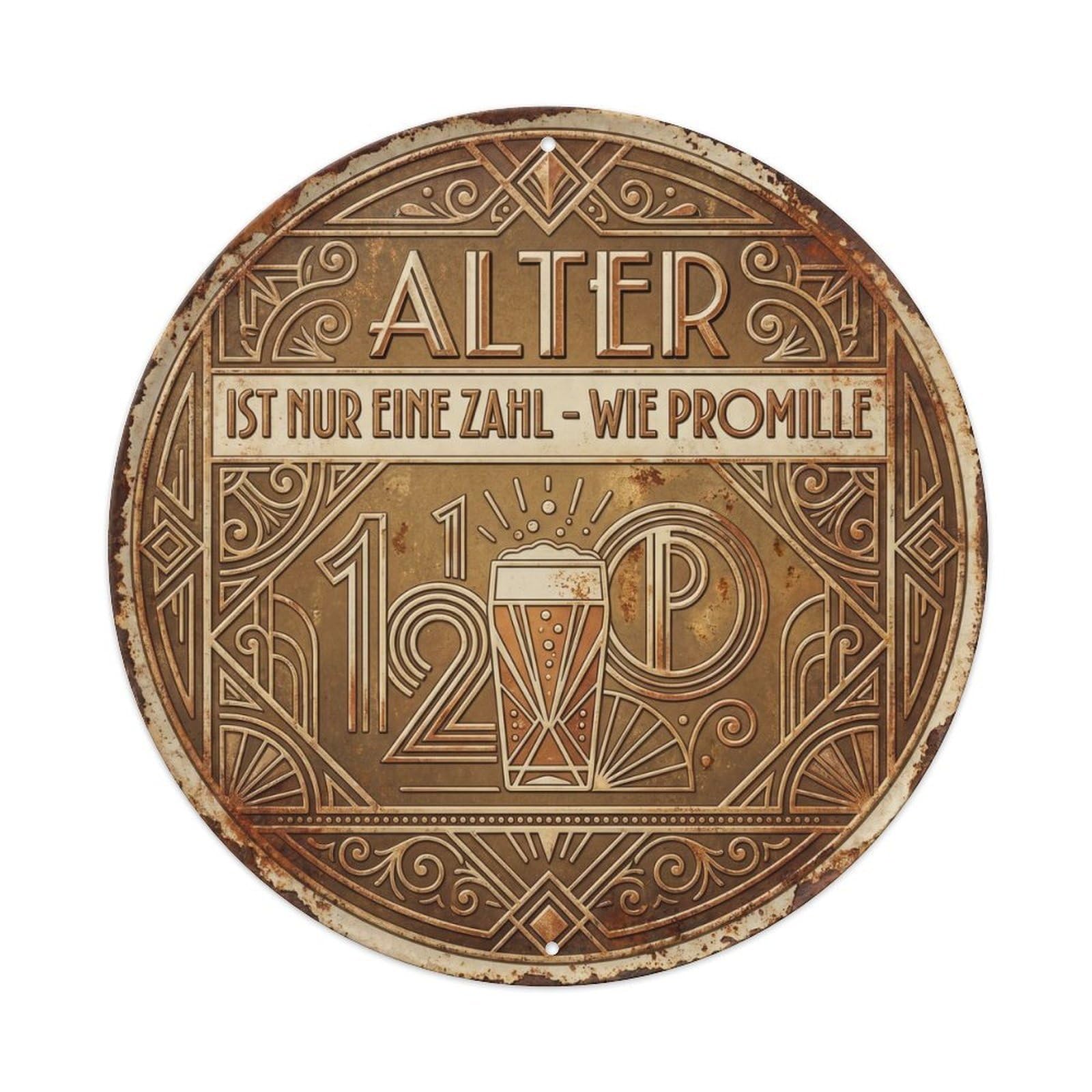 Vintage Bar Style Alter Humorous Lounge Age Metal Tin Sign Plaque Wall Decor for Cafe, Club, Garden Round Metal Poster 8x8Inch