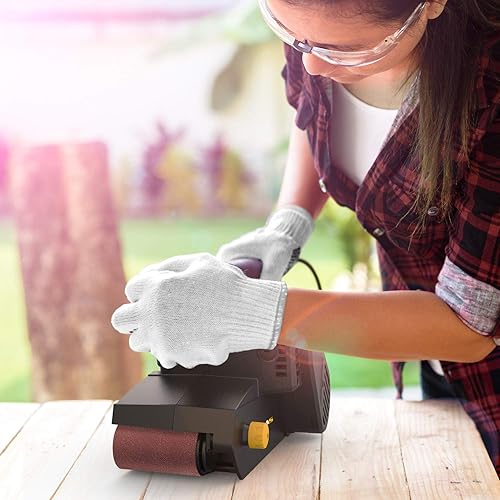 Miniatura 8 de Jellas Lijadora de banda de 3 × 21 pulgadas con bolsa para polvo, máquina lijadora de 7 amperios con control de velocidad variable, adaptador de