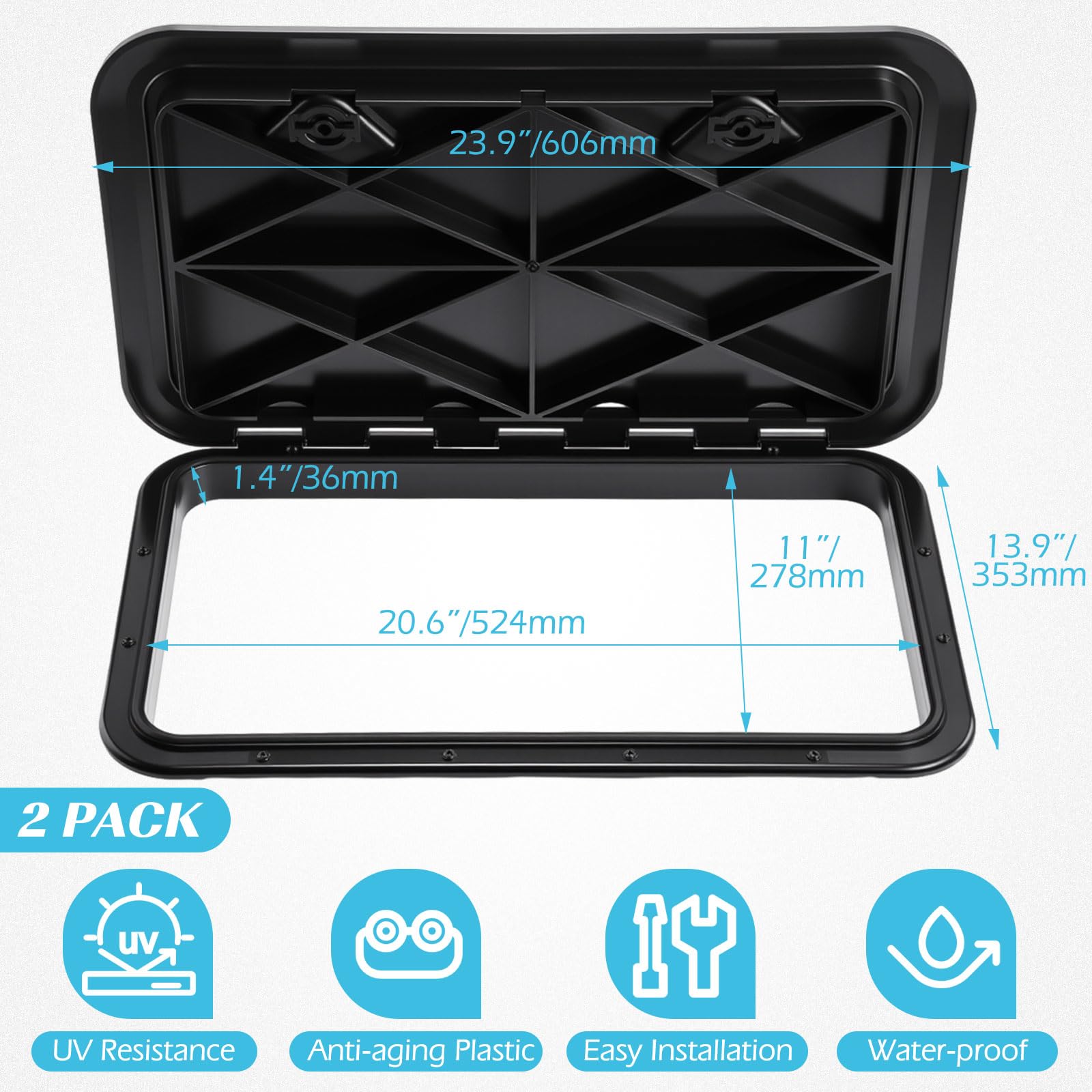 Datanly 2 Pcs Marine Boat Deck Hatch 24