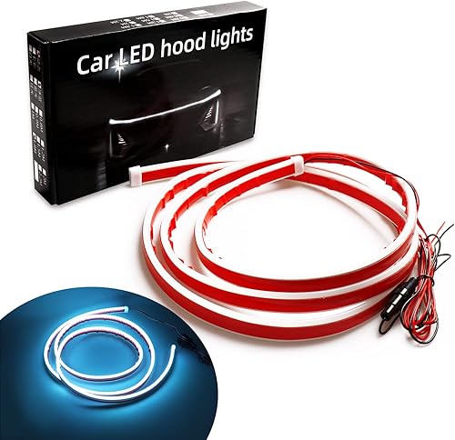 Alopee Kit de faros de arranque de escaneo dinámico, color azul hielo de 70 pulgadas, tira de luz LED para capó de 12 V, luz de circulación diurna,