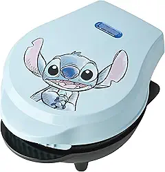 Select Brands Disney Lilo & Stitch Mini waflera de 4 polegadas, bonito aparelho para waffles individuais, possui placas antiaderentes de cerâmica e pés antiderrapantes, para fazer waffles de