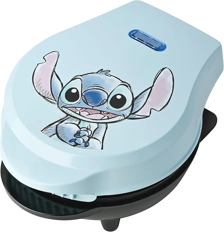 Select Brands Disney Lilo & Stitch Mini waflera de 4 polegadas, bonito aparelho para waffles individuais, possui placas antiaderentes de cerâmica e pés antiderrapantes, para fazer waffles de