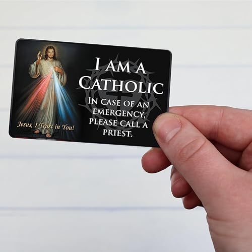 Miniatura 6 de Needzo Tarjeta de identificación católica de Divine Mercy, cartera y tarjeta de oración de bolsillo, recuerdo religioso, 2.125 x 3.25 pulgadas,