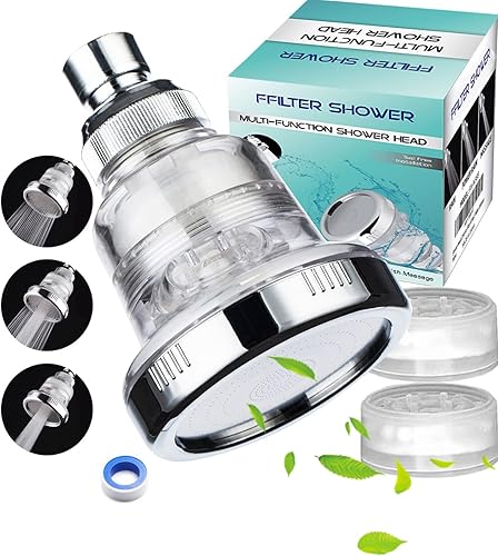 AYI Cabezal de ducha de mano de alta presión filtrado con vitamina C con soporte y manguera de metal, purificador de agua dura, filtro de fluoruro