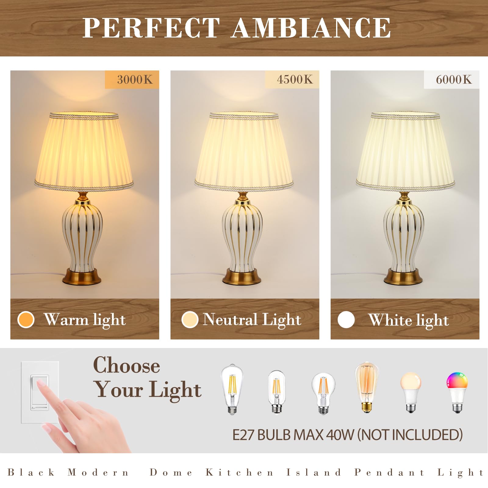 LáMpara De Mesa Moderna E27 LáMpara Nocturna De CeráMica Retro LáMpara De Mesa De Tela Blanca IluminacióN Decorativa De La Sala De Estar Dormitorio Estudio Lectura LáMpara De Cabecera (Blanca)