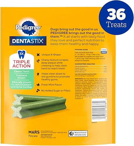 Miniatura 9 de Pedigree Dentastix - Golosinas para perros de raza grande, sabor fresco, bolsa de 1.87 libras (36 golosinas)