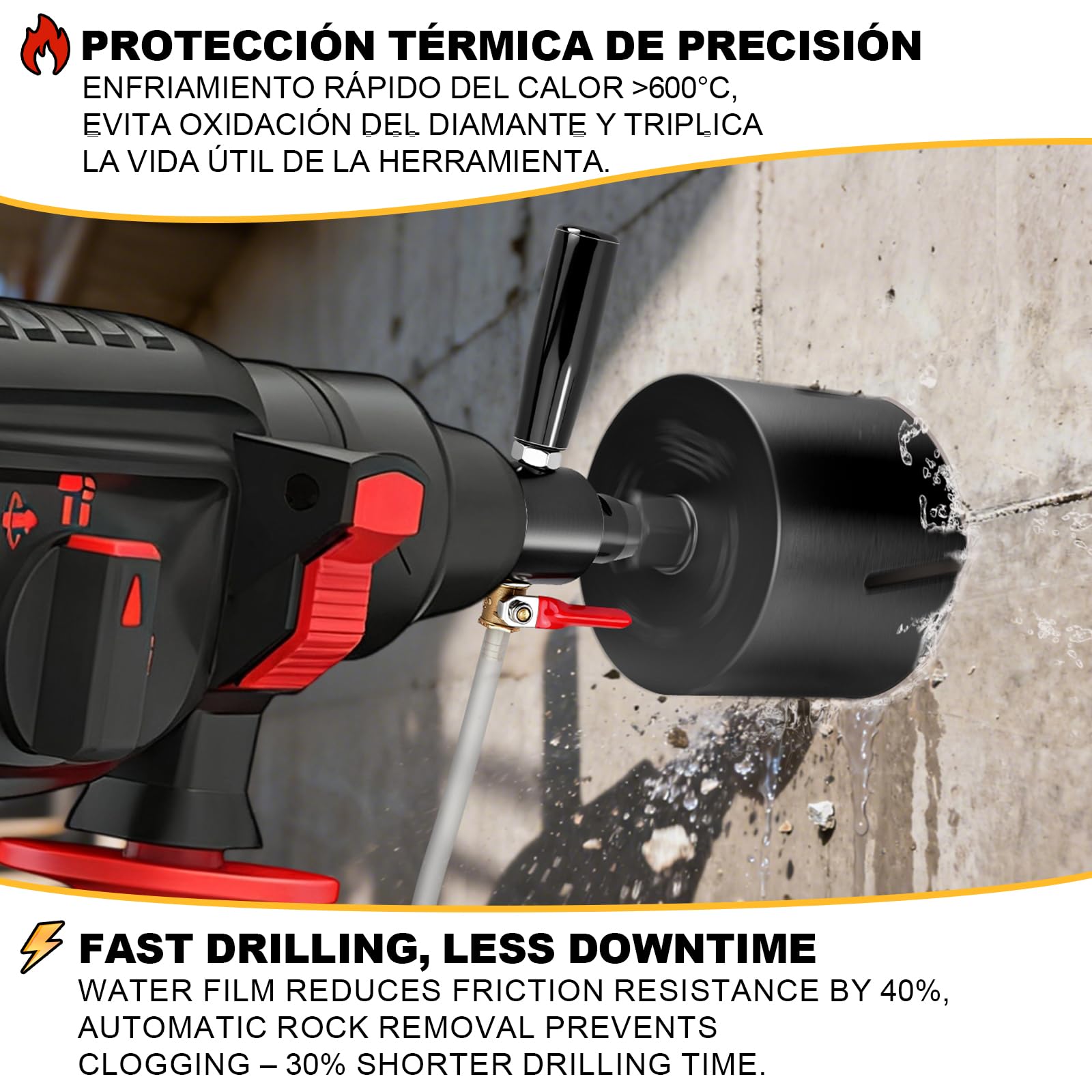 XIIW Adaptador SDS Max a 1 1/4" UNC para Brocas y Perforadora Hormigon Con Bomba y Manguera 4 m, Riego Automático, Acero 42CrMo4, G1/4", para Corona para Hormigon, Brocas de Núcleo