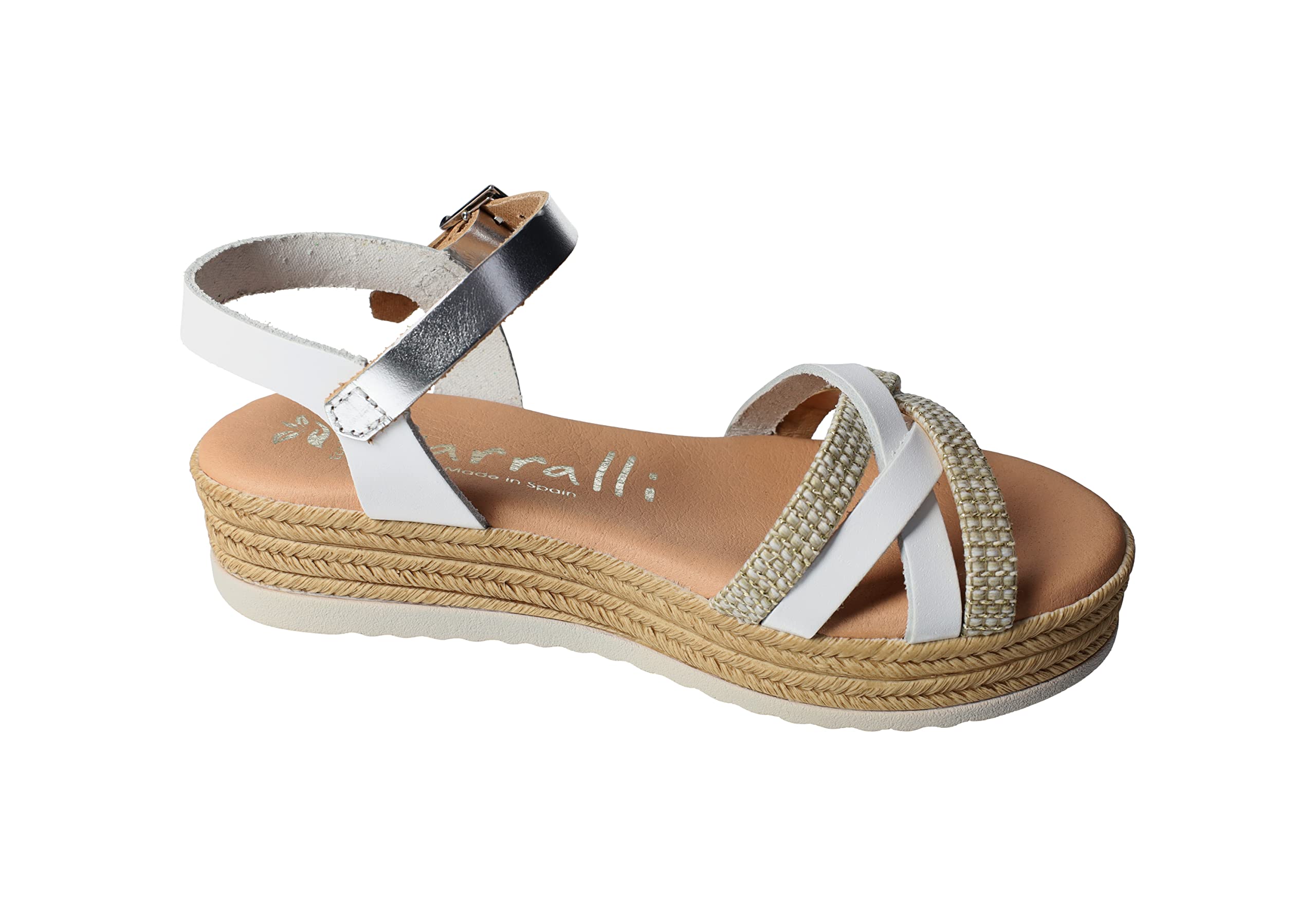 5311 Sandalias de Piel Blancas Hechas en España con Plantilla de Gel y Cierre con Hebilla NIÑA Sandalias