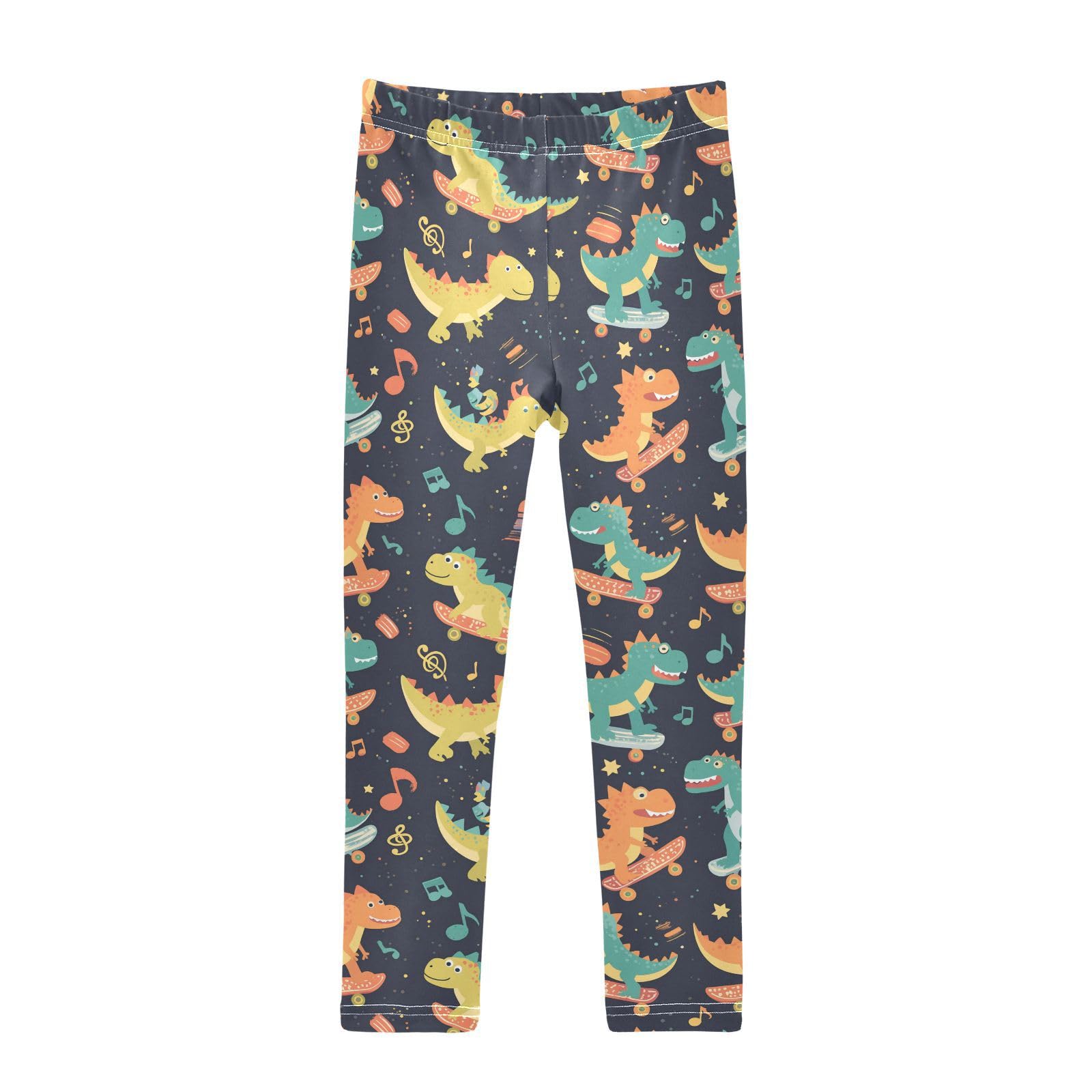 Dinosaurs Riding Skateboards Girls' Leggings Toddler Doodles Musical Notes Stars Kids Yoga Pants Dance Active Tights 4T Multi