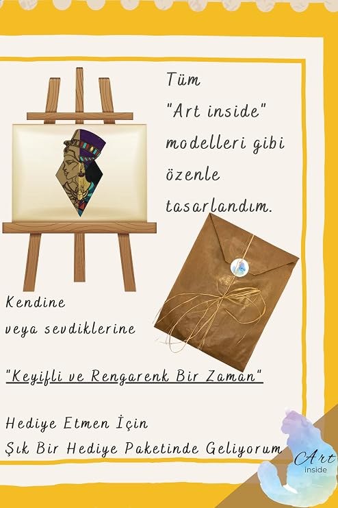art inside Ancient Egyptian Queen Nefertiti Wood Painting Canvas Set Gift Hobby Kit Large Size 30 Cm