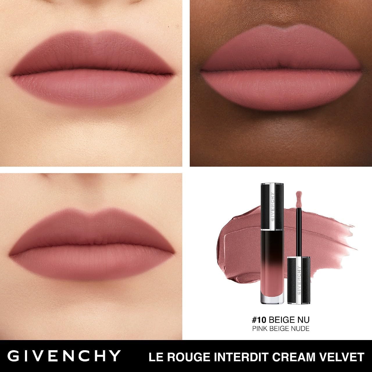 Le Rouge Interdit Cream Velvet Lipstick - N10 Beige Nu by Givenchy for Women - 0.22 oz Lipstick - Image 4