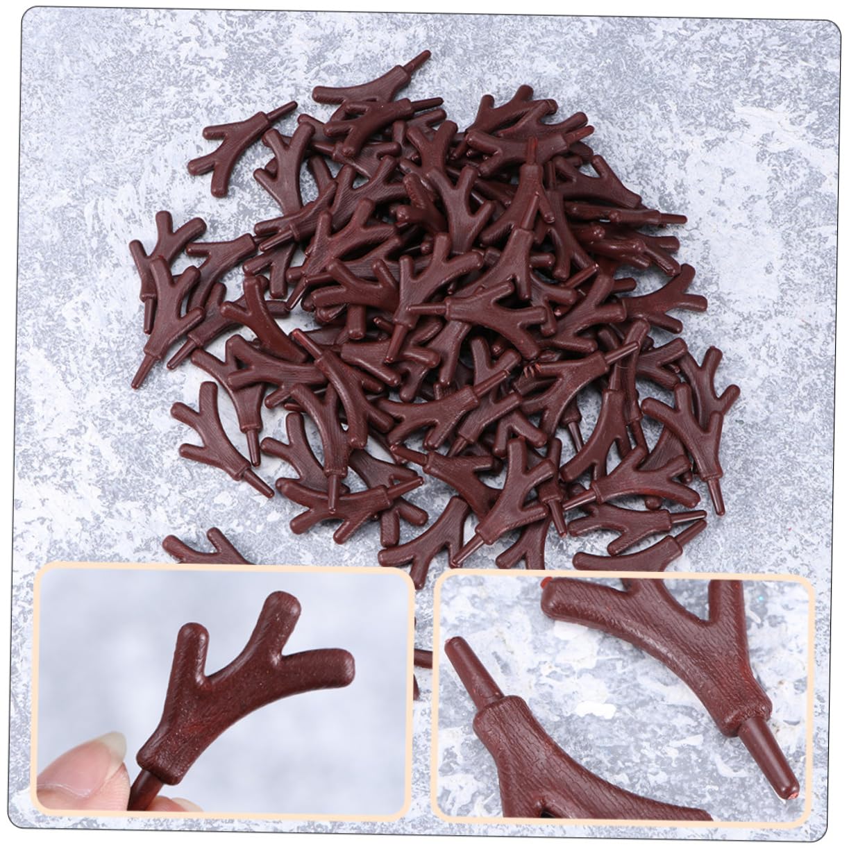NUOBESTY 3 Sätze Ast Geweih Zweiggeweihe Selber Machen Schneemann Diy Verzierung Weihnachtsschneemannaufkleber Bausatz Weihnachtsfensteraufkleber Rentiergeweih Brown Plastik 120 Stück * 3
