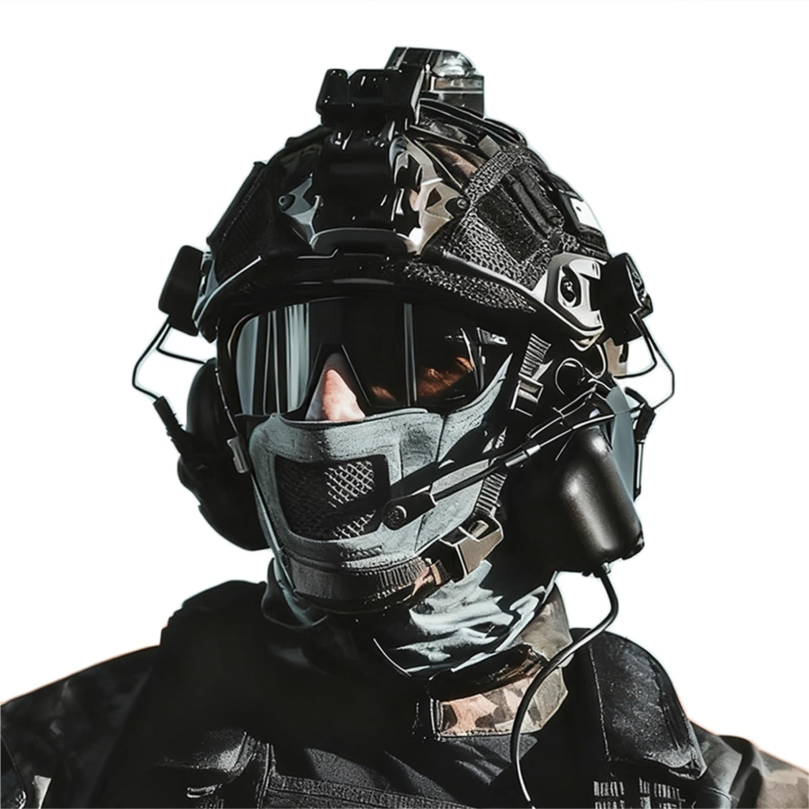 Casque airsoft avec masque et lunettes tactiques WLXW - 8