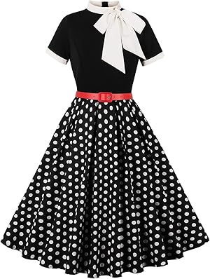 Knielanges XL 50er Jahre Rockabilly Swing Kleid mit Gürtel und verdecktem Reißverschluss auf der Rückseite und abnehmbarem Ledergürtel.