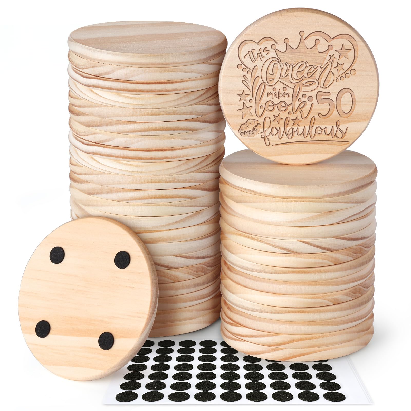 36 Pieces Unfinished Wood Coasters