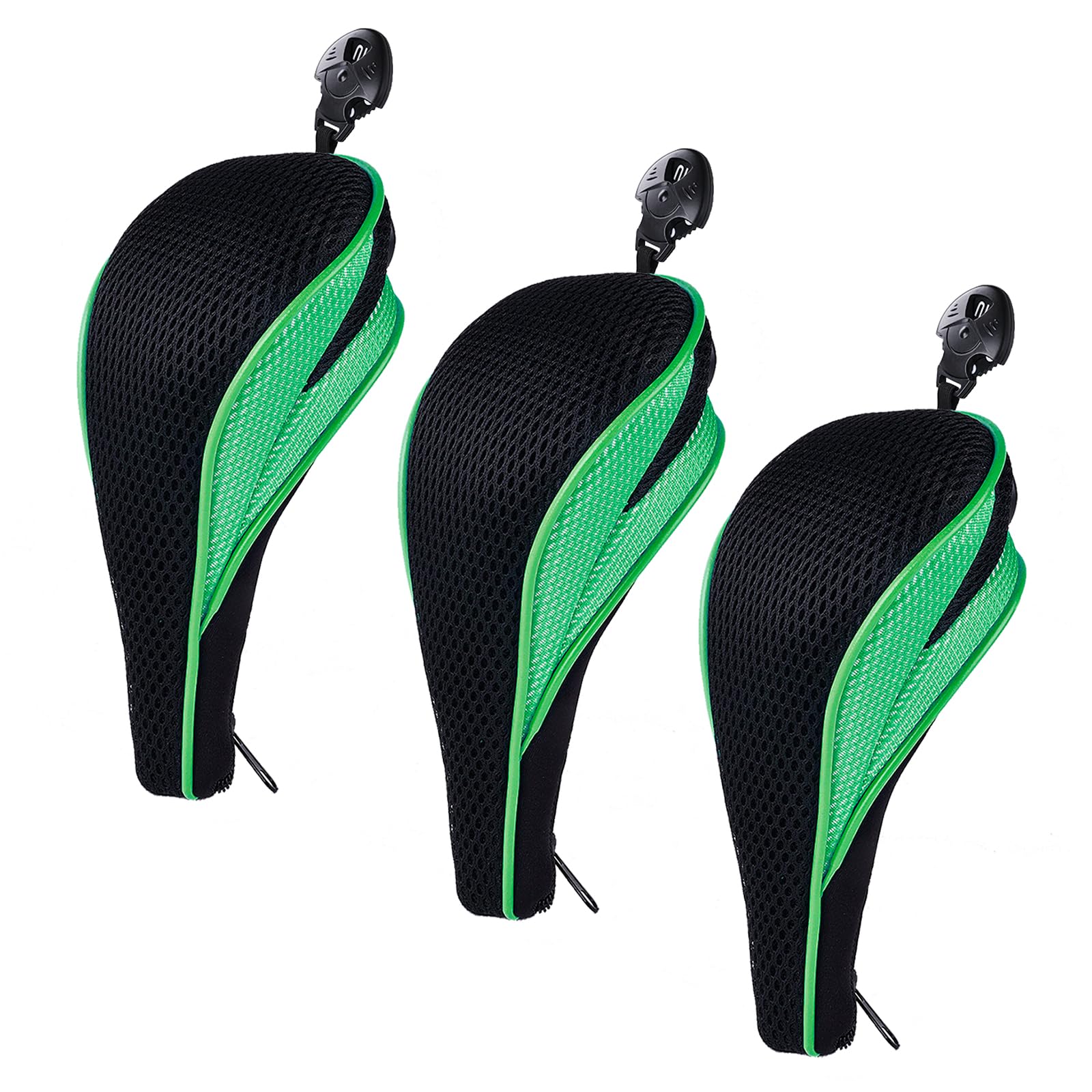 Andux Zipper Closure Golf Hybrid Club Head Covers with Dial No. Tag 3pcs/Set MT/HY20 (Green)
