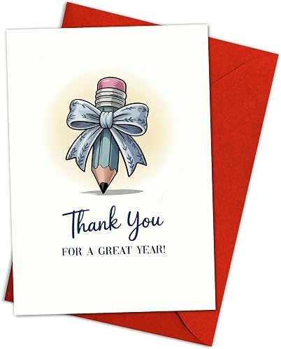 Thank You Teacher Card, Thank You For A Great Year, Appreciation Greeting Card f