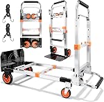 3 in 1 Aluminum Folding Hand Truck Dolly Cart with Wheels, Convertible Heavy Duty Dolly Cart, Collapsible Hand Trucks for Moving Furniture Shopping for Garden Home Office Warehouse,500lb Load(Orange)