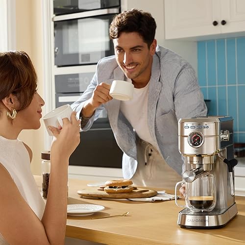 Miniatura 8 de CASABREWS 5418 PRO - Máquina de café espresso de 20 bares, cafetera de café mejorada con potente espumador de leche a vapor, cafetera de acero