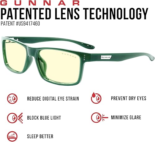 Miniatura 2 de GUNNAR - Gafas Vertex Premium para juegos y computadora - Bloquean el 65% de la luz azul - Tinte ámbar, musgo, Verde (Moss)