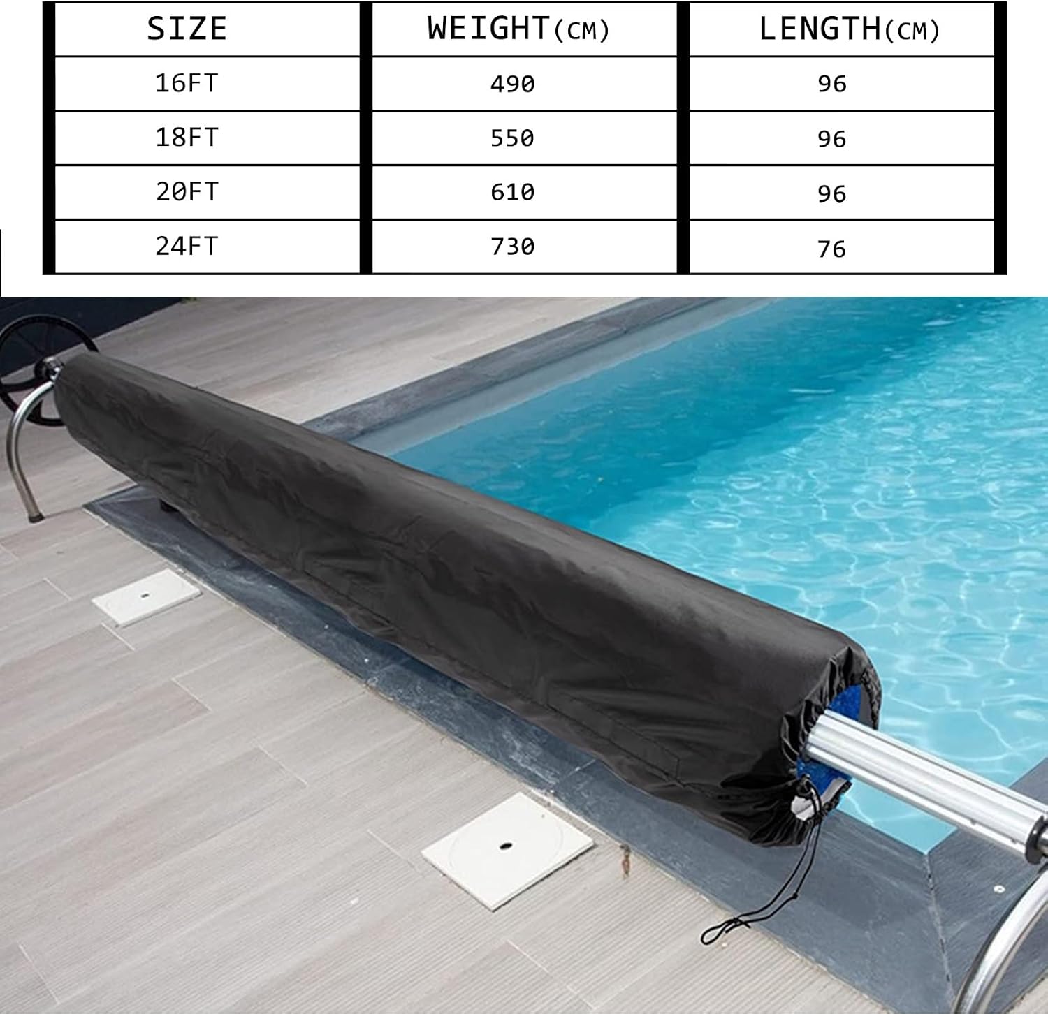 Waterproof Pool Reel Cover, Swimming Pool Solar Reel Protective Cover, Solar Blanket Cover for Above Ground and Inground Pools for Pools Reel Up to 18-24' Wide 210DHeavy Duty