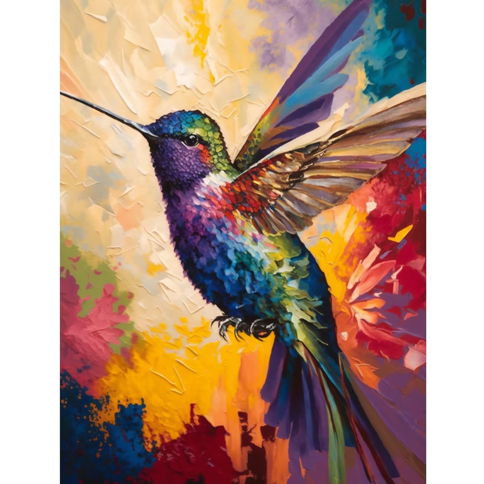 CoHraeu Bird Diamond Painting Kits,Spring Diamond Art Kit for Adults,5D Hummingbird Paint with Diamond Full Drill for Parents-Children Interrction,