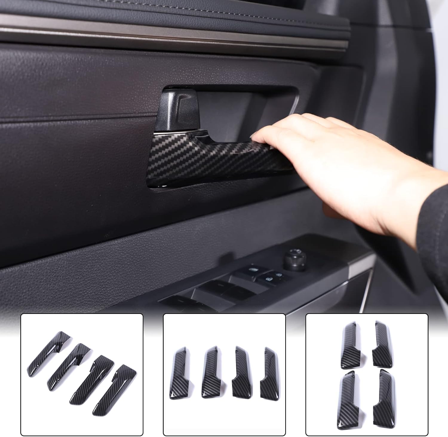 Aunginsy Inner Door Handle Protector Cover Compatible with Toyota Tundra/Sequoia 2022-2025 Tacoma 2024+ & 4Runner 2025+ Car Interior Front Rear Door Handle Panel Trim Frame Decorative ABS Accessories