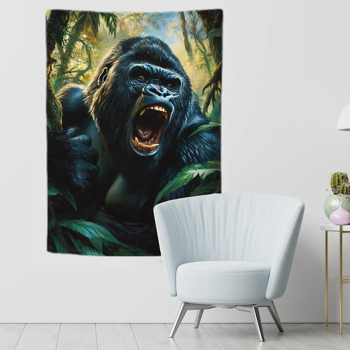 Gorilla Tapestry 44”x60”, Large Wall Art Decor Wall Hanging Flag Backdrop for Living Room Dorm Office Bedroom Decor A663