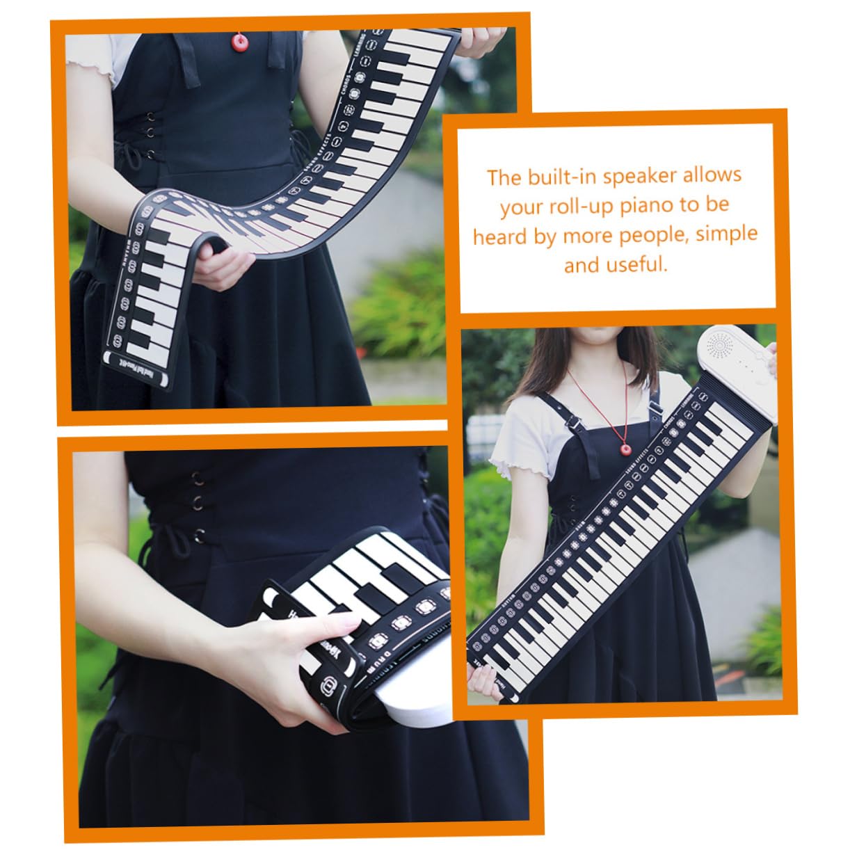 Pianola Arrotolabile in Silicone 49 Tasti, Tastiera Pieghevole | Nero, Altoparlante Integrato, Abs e Componenti Elettronici, per Ragazzo Ragazza e Adulti, Formato Portatile