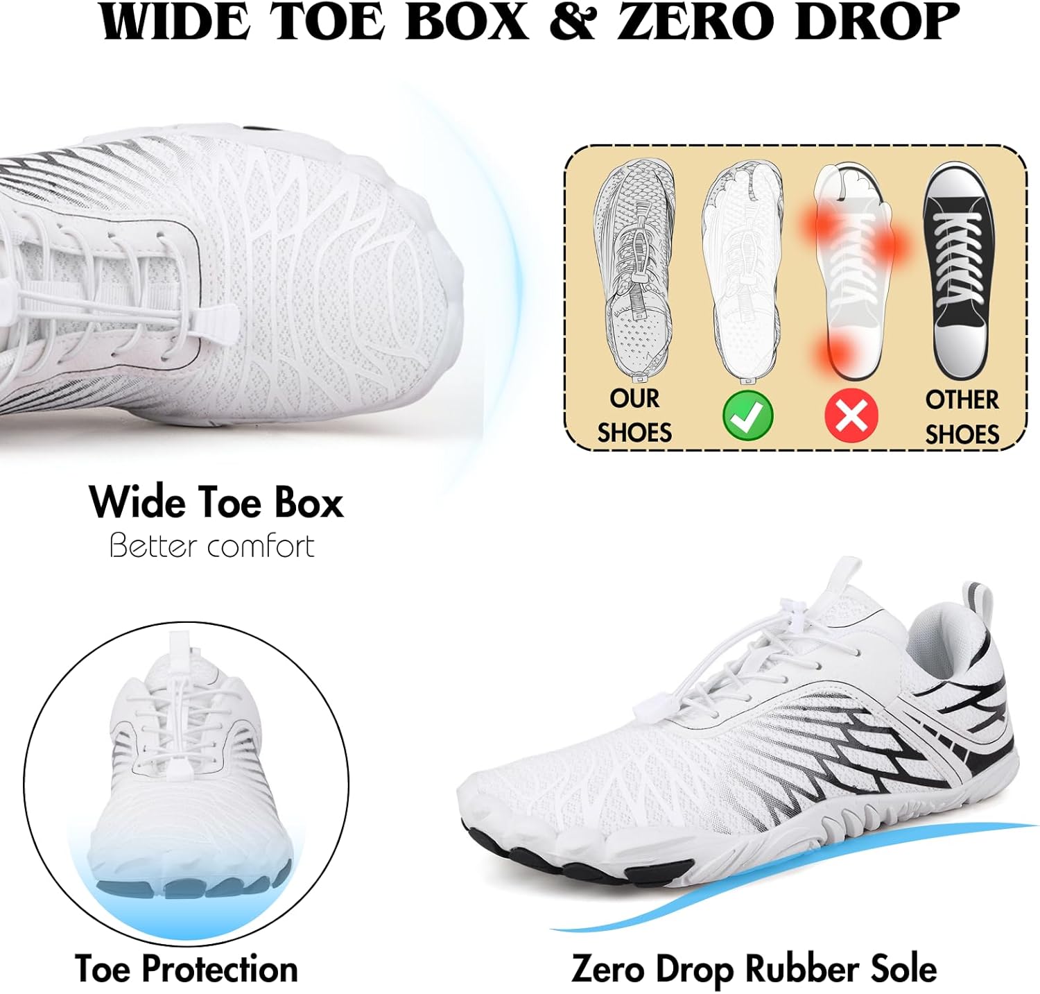 Hike Barefoot Shoes Womens Mens Minimalist Footwear Wide Toe Box Zero Drop Hiking Shoes Lightweight Breathable Sneakers