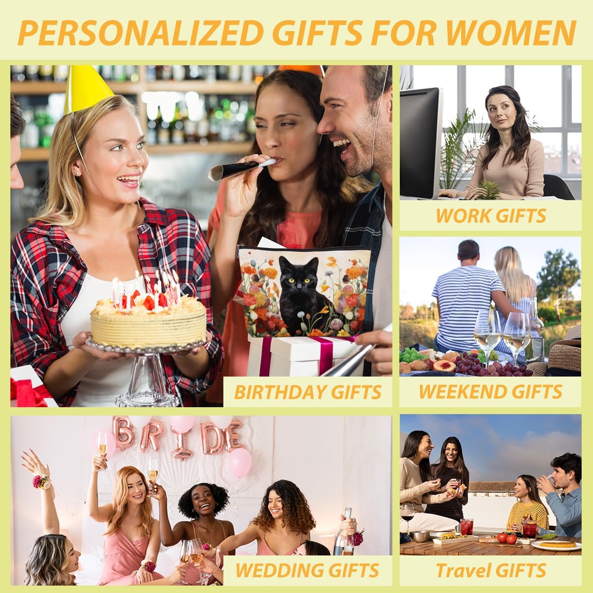 Floral Garden Cat Makeup Bag Cat Lover Gifts Cosmetic Bag Cat Gifts Cat Themed Gifts for Women Girls Daughter Friends Grandma Travel Toiletry Bag Cat Mom Gifts Christmas Birthday Gifts - Image 6