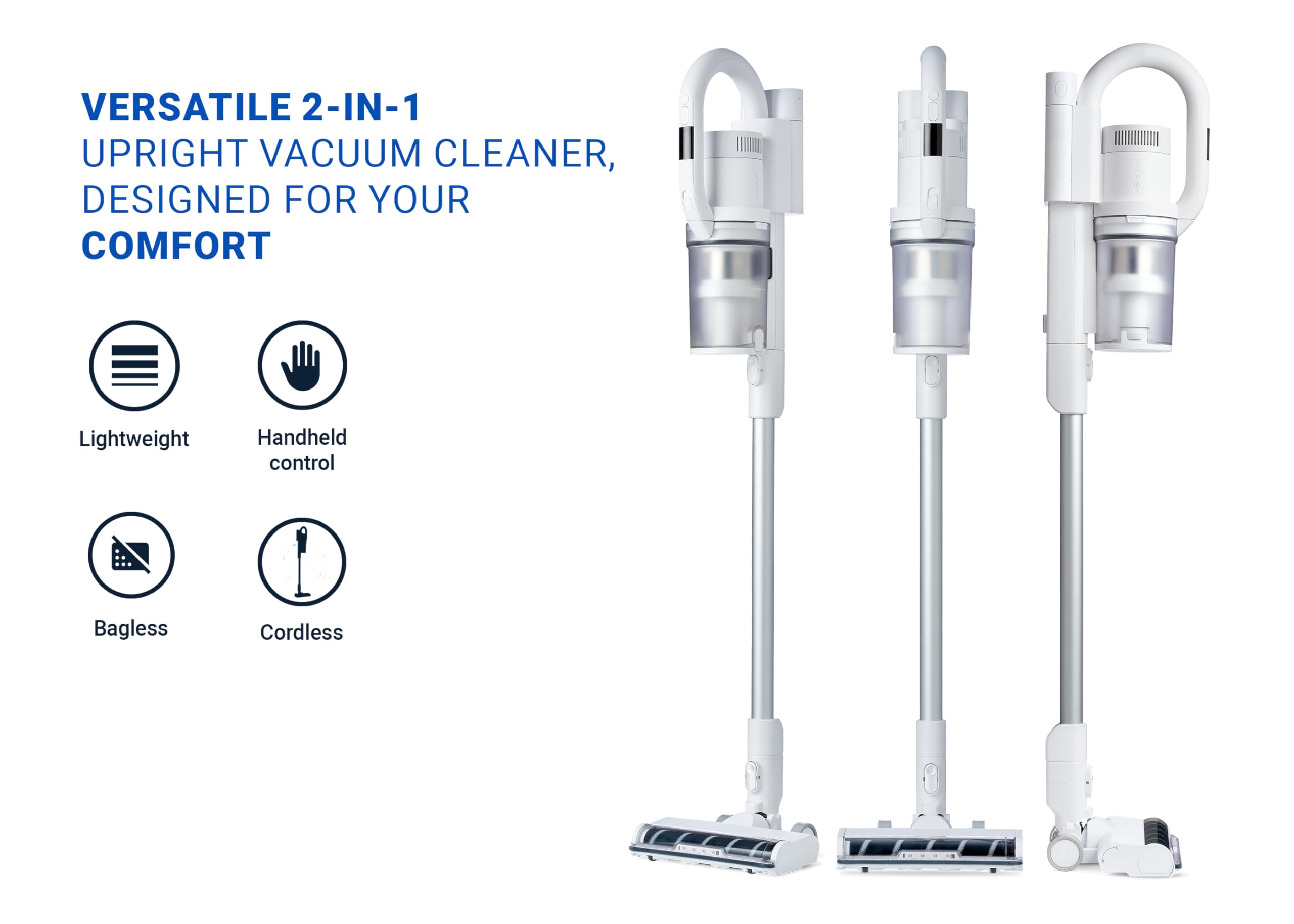 Nilfisk S1 Allergy 2-in-1 Akku-Staubsauger – Stabstaubsauger und Handstaubsauger – HEPA 14 Filter – Weiß (550 W)